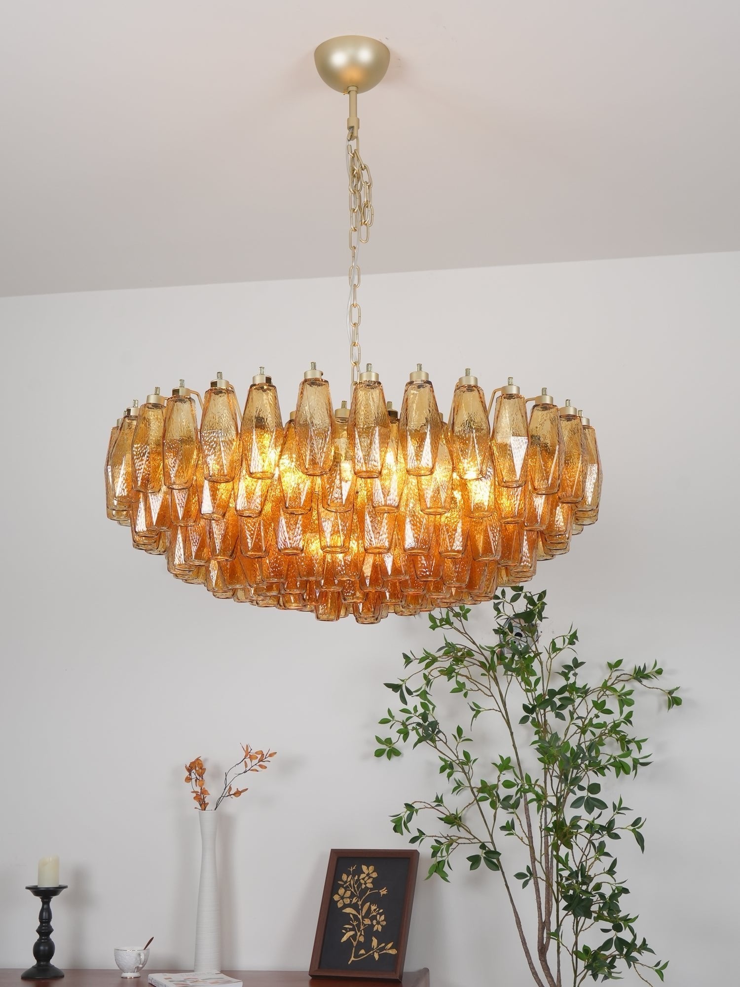 Elaaira Chandelier Amber Layered Oval