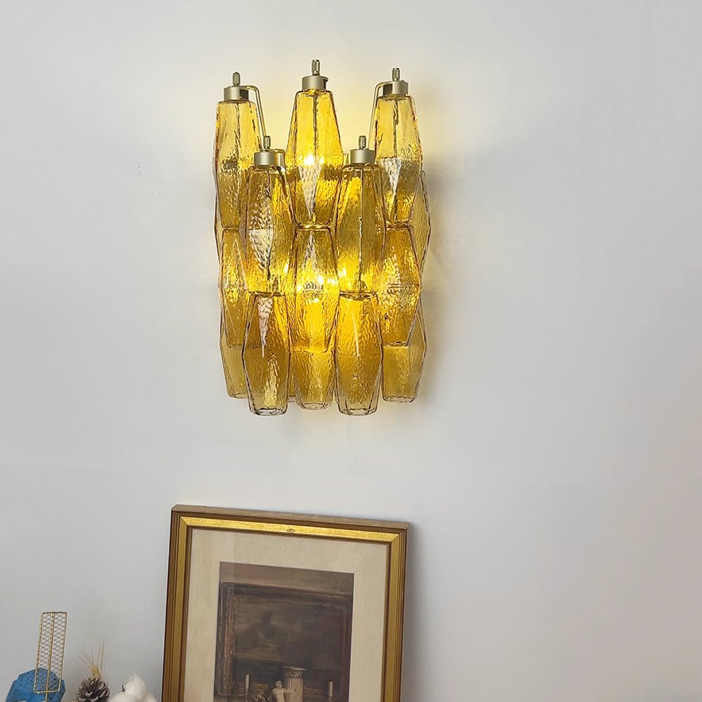 Liorenette Wall Lamp Amber Rhombus Glass Geometric Murano Warmth
