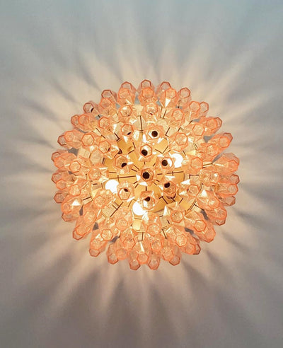 Evix Ceiling Lamp Pink Rhombus Glass Layered Vintage Elegance