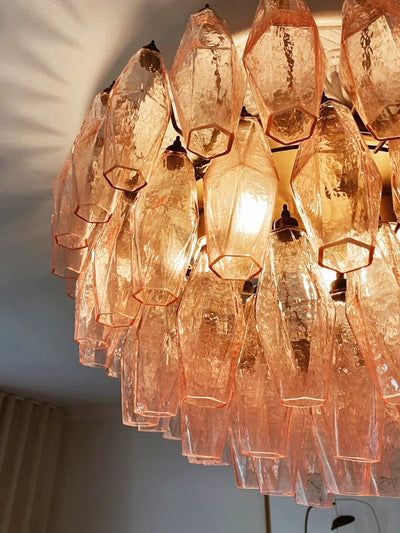 Evix Ceiling Lamp Pink Rhombus Glass Layered Vintage Elegance