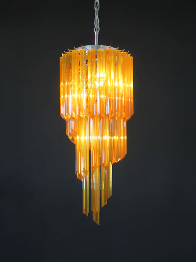 Reninelle Chandelier Spiral Pink Prism Tiered