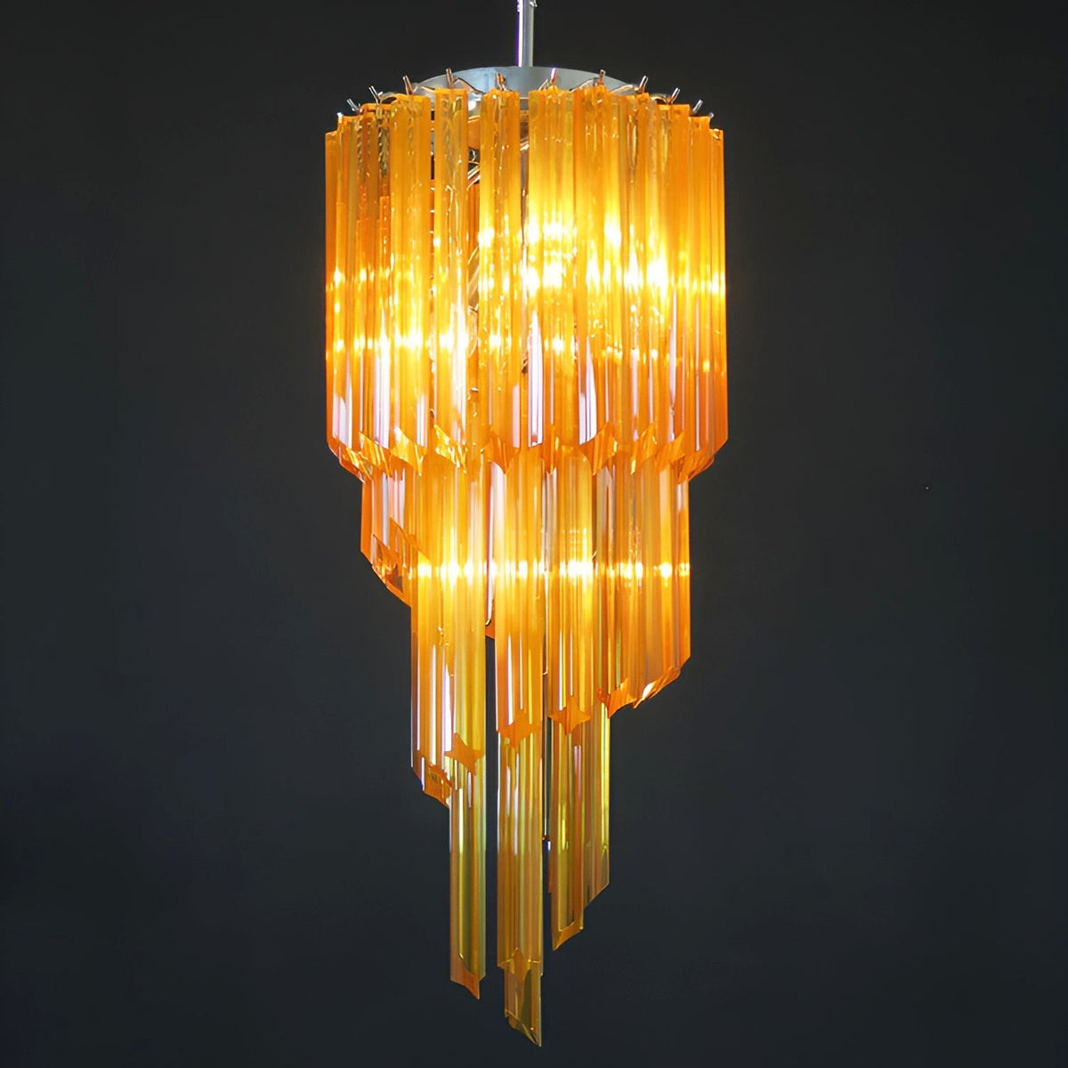 Reninelle Chandelier Spiral Pink Prism Tiered