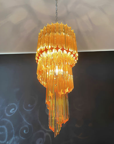 Reninelle Chandelier Spiral Pink Prism Tiered