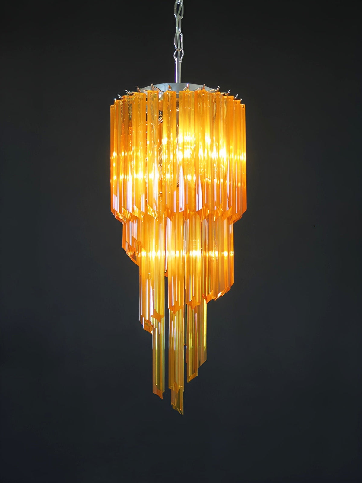 Reninelle Chandelier Spiral Pink Prism Tiered