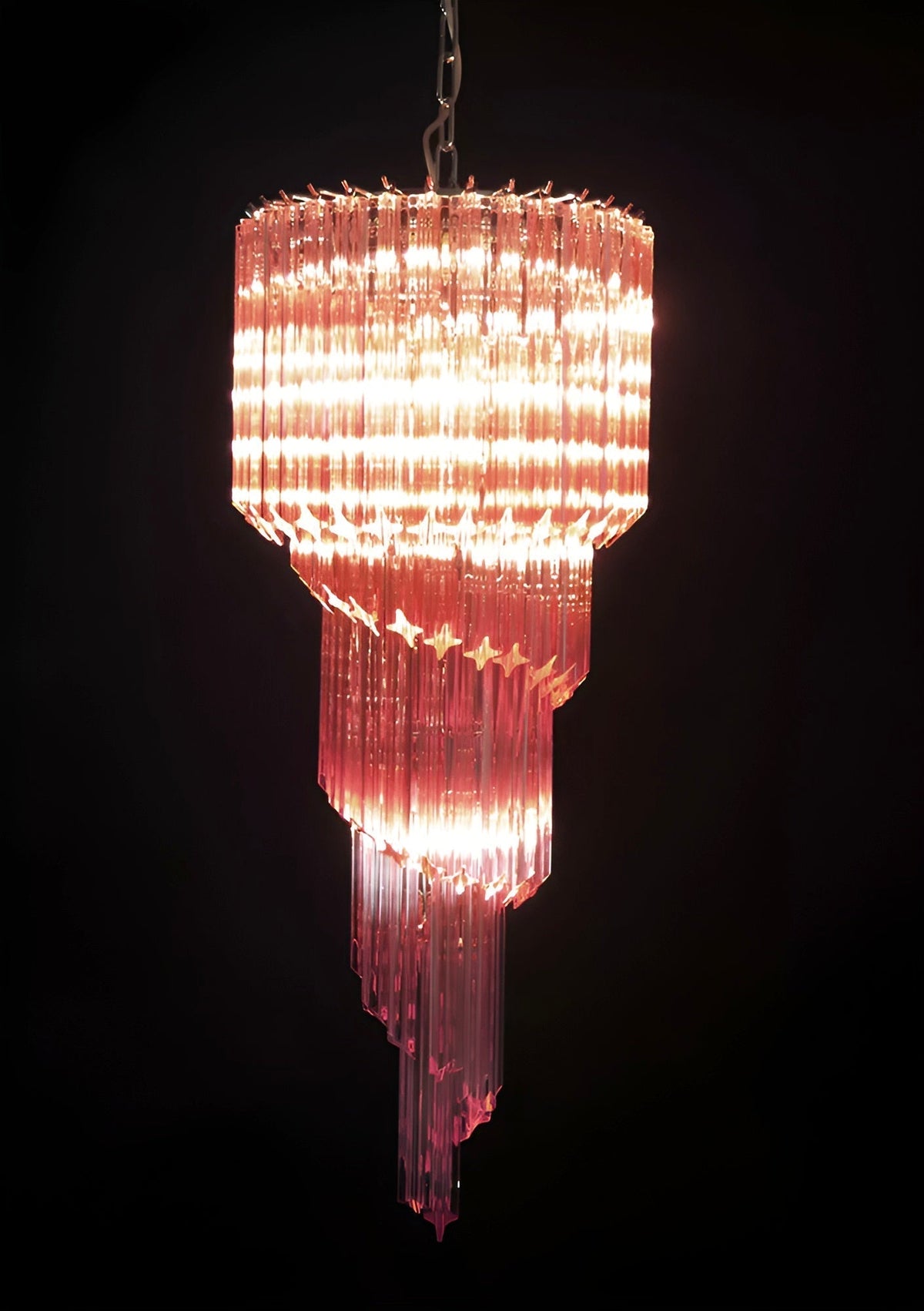Reninelle Chandelier Spiral Pink Prism Tiered