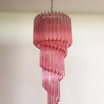 Reninelle Chandelier Spiral Pink Prism Tiered