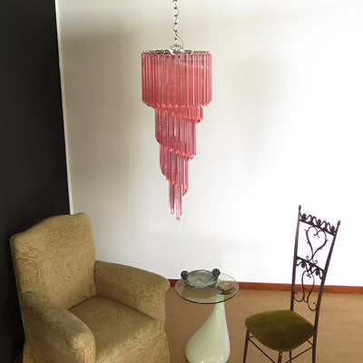 Reninelle Chandelier Spiral Pink Prism Tiered