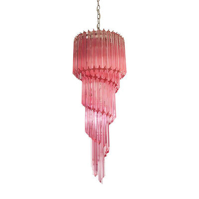 Reninelle Chandelier Spiral Pink Prism Tiered