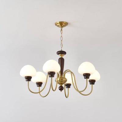 Rinivelle Chandelier Brass Wood Mushroom Classic