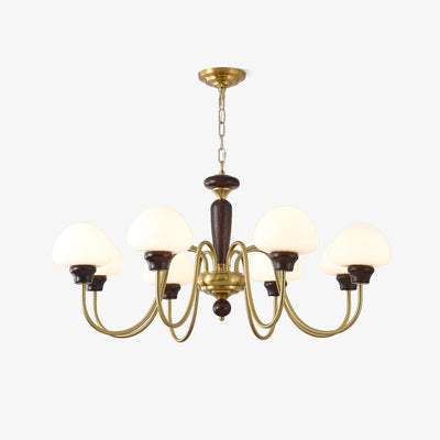 Rinivelle Chandelier Brass Wood Mushroom Classic