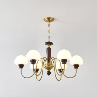 Rinivelle Chandelier Brass Wood Mushroom Classic