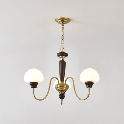 Rinivelle Chandelier Brass Wood Mushroom Classic