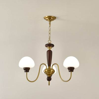 Rinivelle Chandelier Brass Wood Mushroom Classic