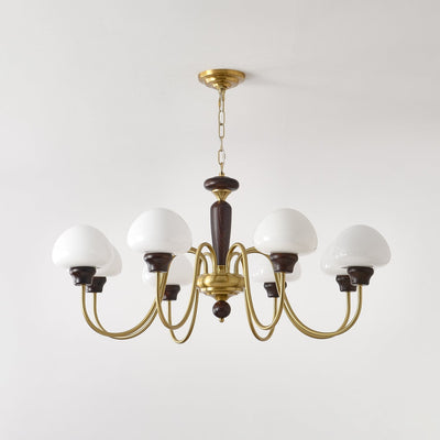 Rinivelle Chandelier Brass Wood Mushroom Classic