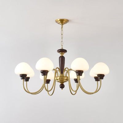 Rinivelle Chandelier Brass Wood Mushroom Classic
