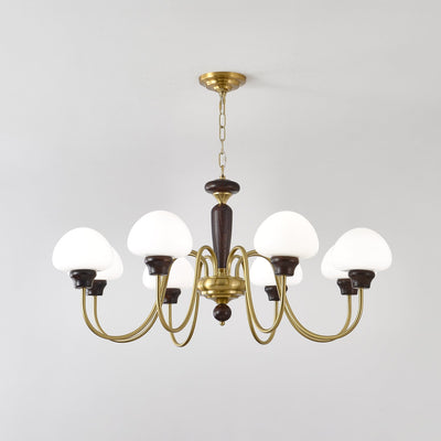 Rinivelle Chandelier Brass Wood Mushroom Classic