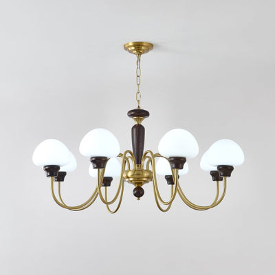 Rinivelle Chandelier Brass Wood Mushroom Classic