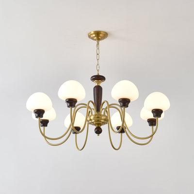 Rinivelle Chandelier Brass Wood Mushroom Classic