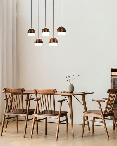 Rineine Pendant Lamp Mushroom Cluster Wood & Glass