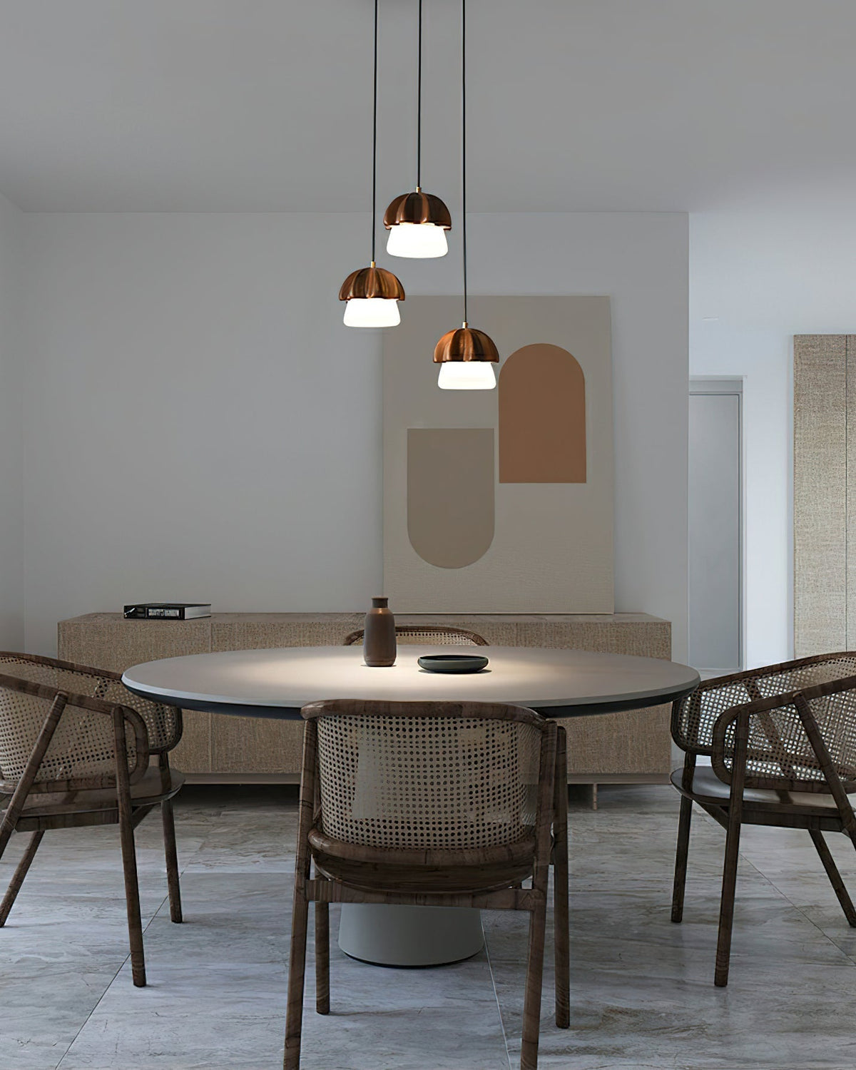 Rineine Pendant Lamp Mushroom Cluster Wood & Glass