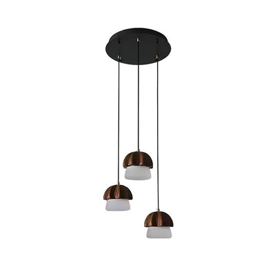 Rineine Pendant Lamp Mushroom Cluster Wood & Glass