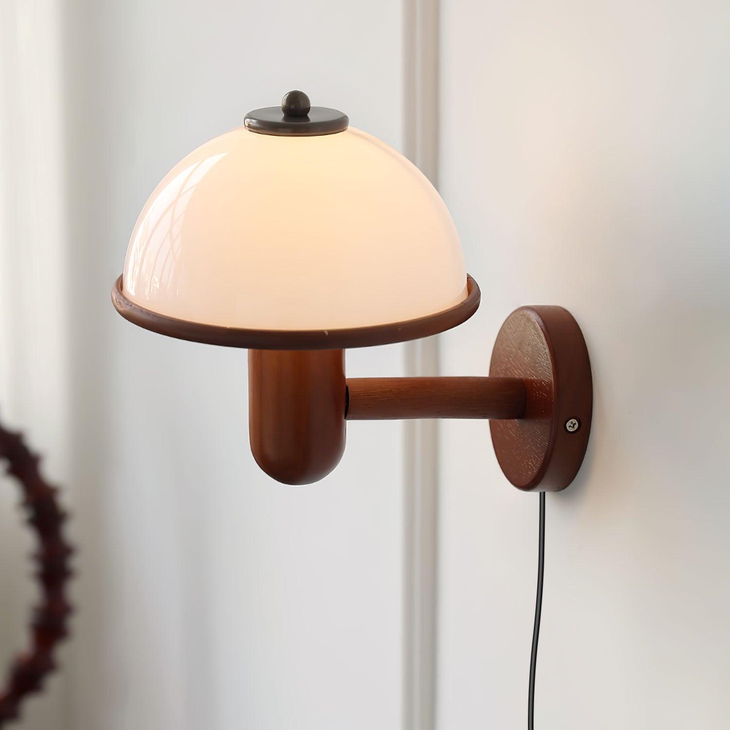 Rinerise Wall Lamp Mushroom Wood Oak