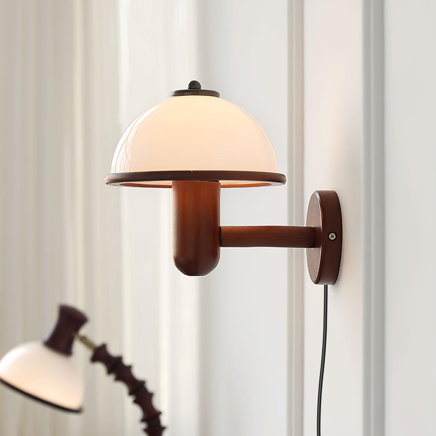Rinerise Wall Lamp Mushroom Wood Oak