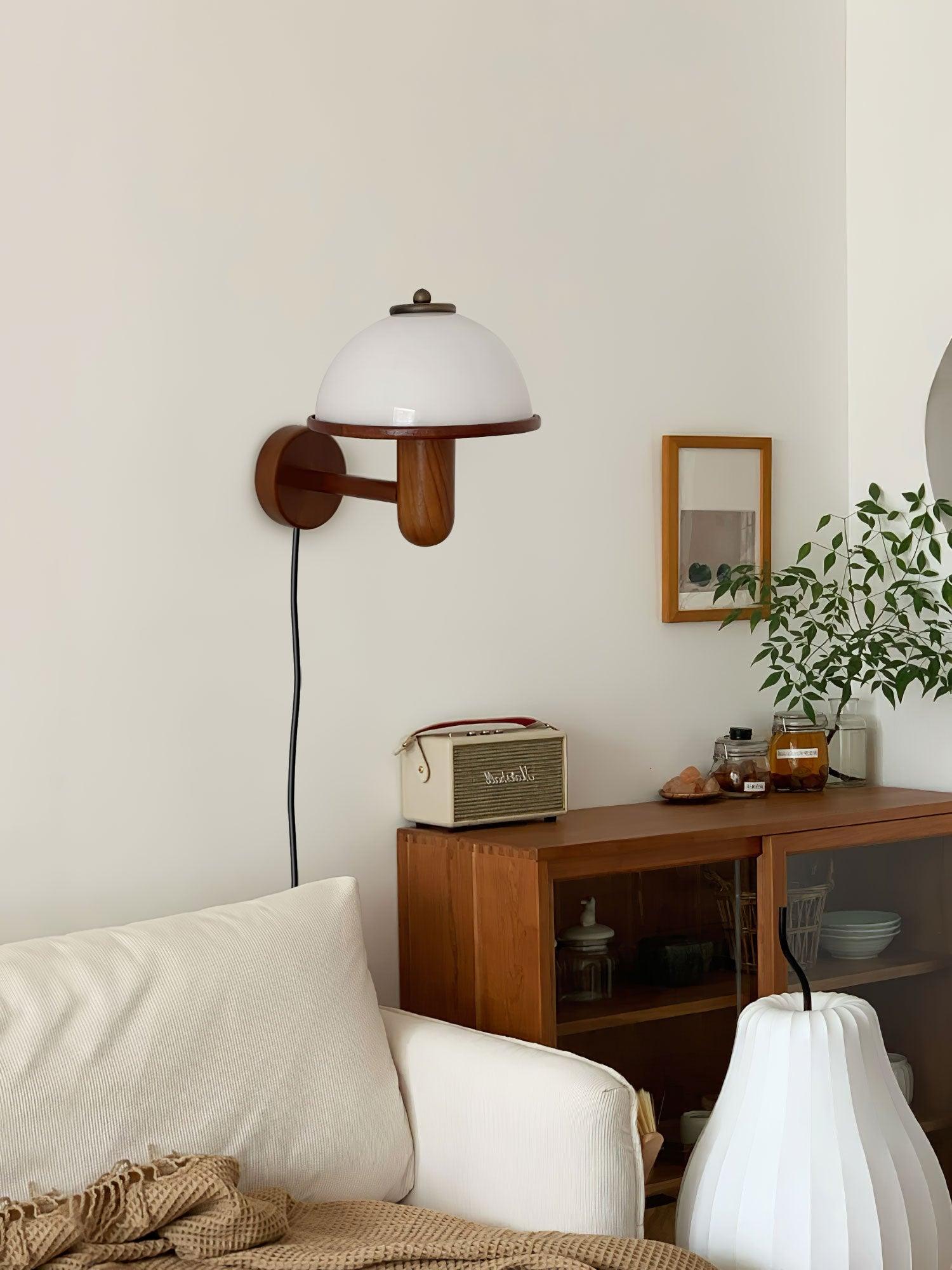 Rinerise Wall Lamp Mushroom Wood Oak