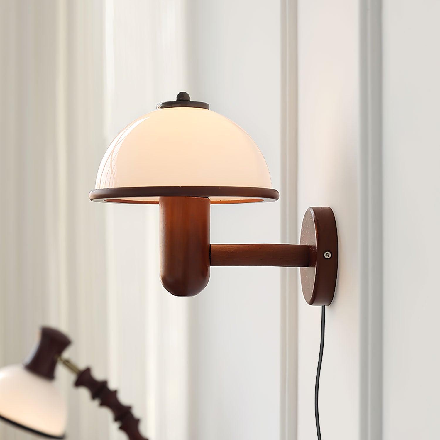 Rinerise Wall Lamp Mushroom Wood Oak