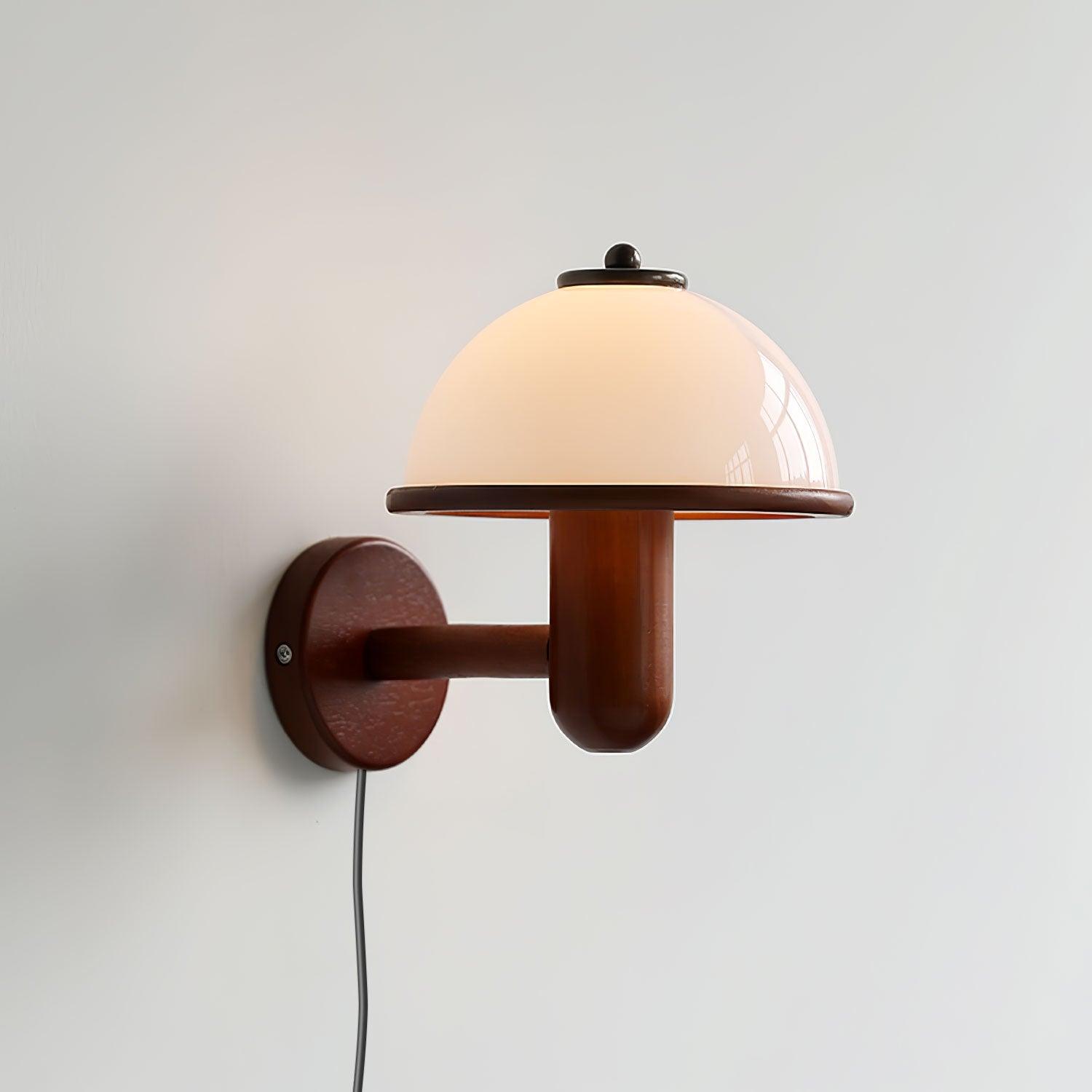Rinerise Wall Lamp Mushroom Wood Oak