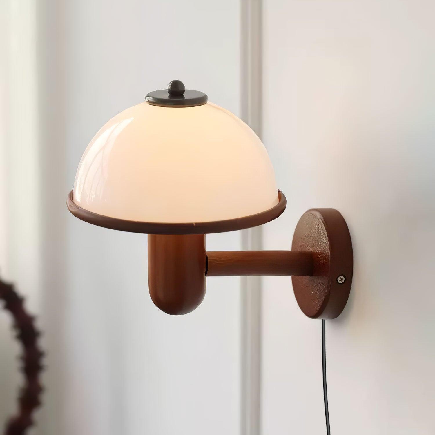 Rinerise Wall Lamp Mushroom Wood Oak