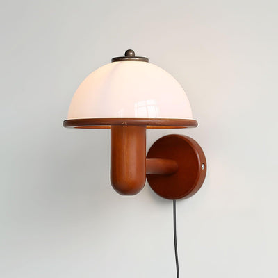 Rinerise Wall Lamp Mushroom Wood Oak