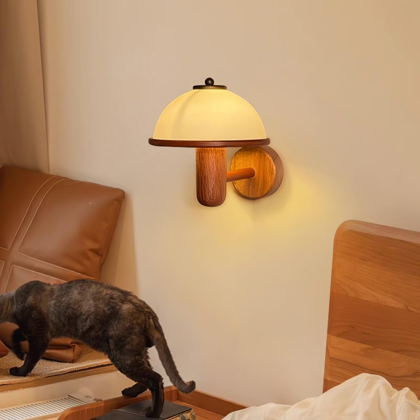 Rinerise Wall Lamp Mushroom Wood Oak