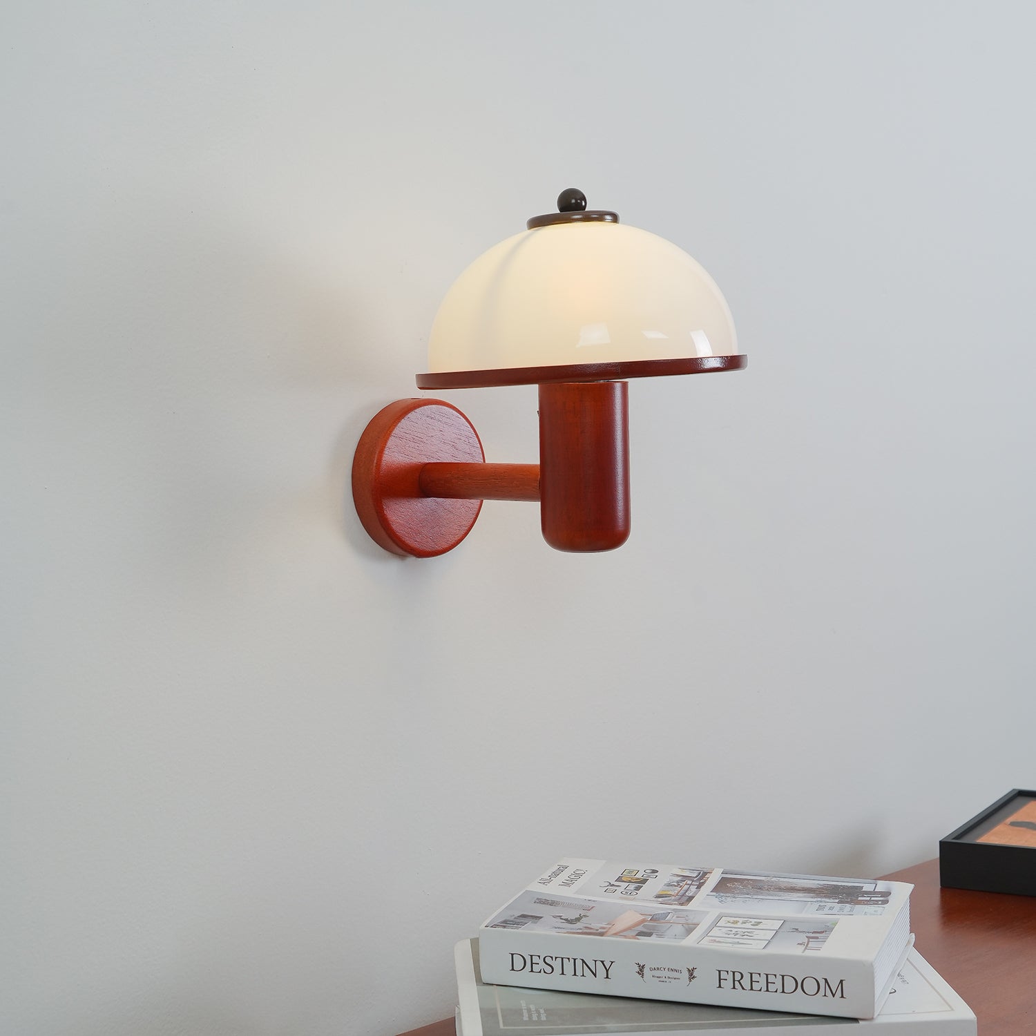 Rinerise Wall Lamp Mushroom Wood Oak