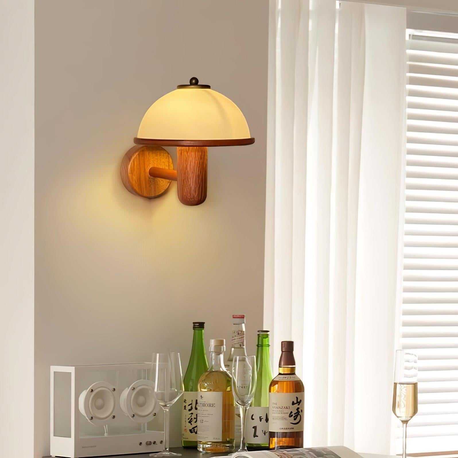 Rinerise Wall Lamp Mushroom Wood Oak