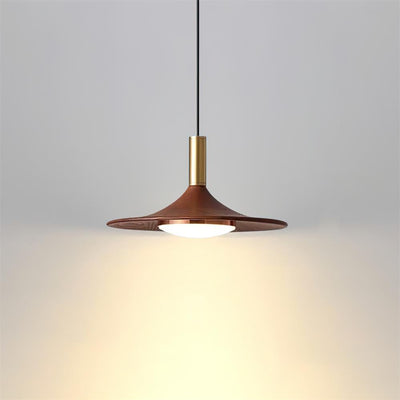 Pend­­ant Lamp Wood-Grain Disc LED Acrylic Midcentury - Neutral Decor