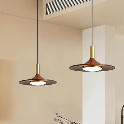 Pend­­ant Lamp Wood-Grain Disc LED Acrylic Midcentury - Neutral Decor