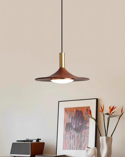 Pend­­ant Lamp Wood-Grain Disc LED Acrylic Midcentury - Neutral Decor