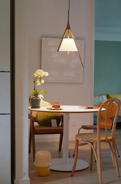 Zovenarae Triangular Wood Pendant Light