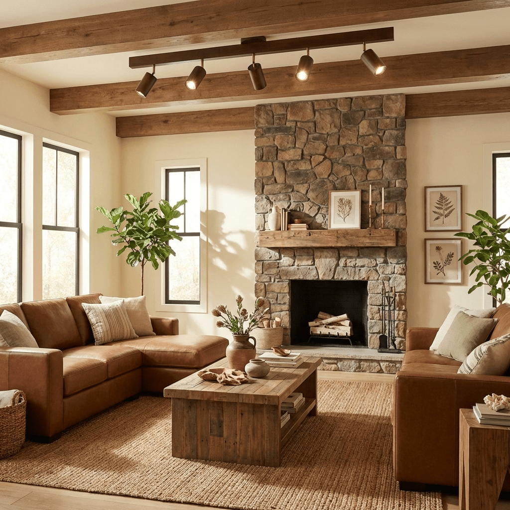Valestone Wood Beam Spotlight Flush Mount Ceiling Light