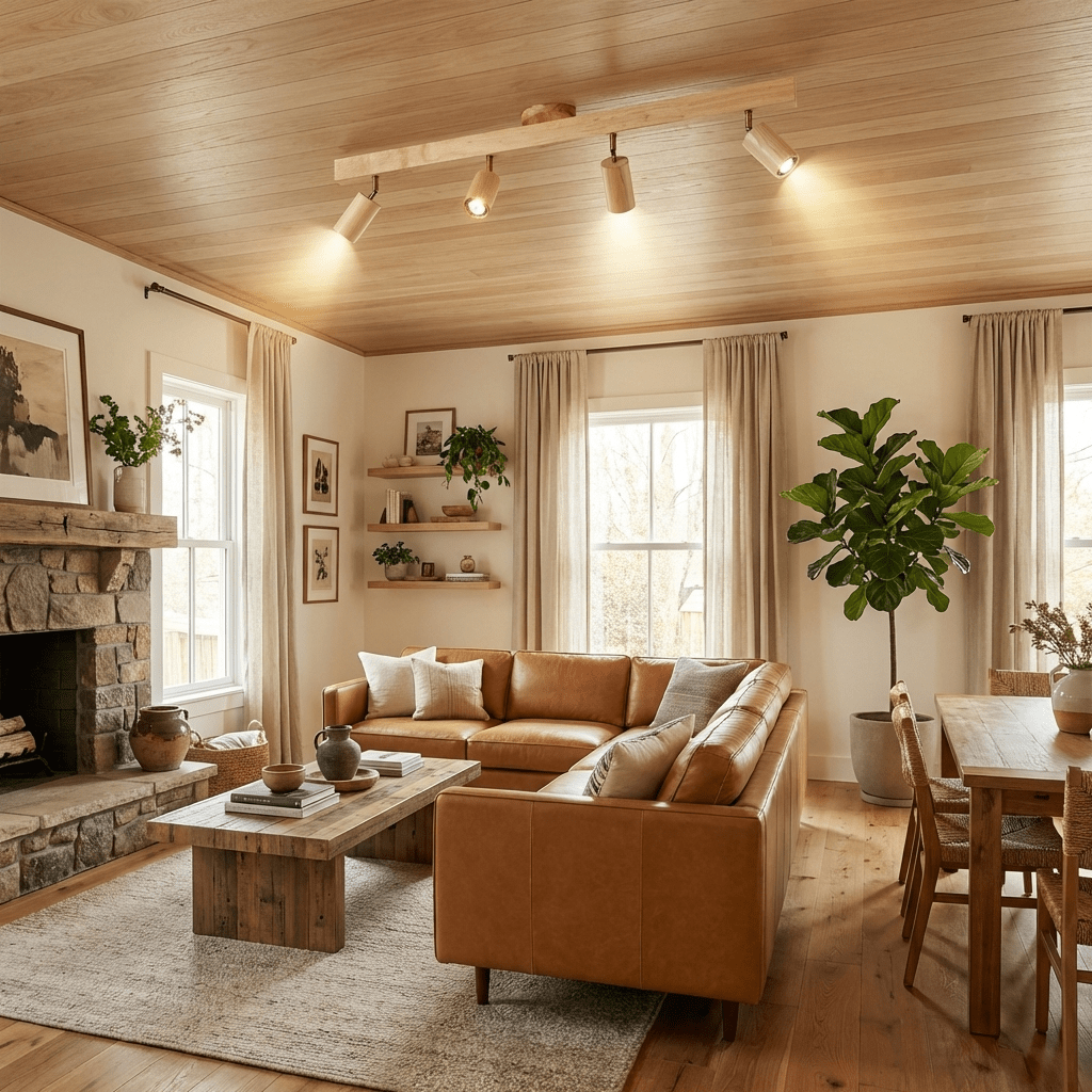 Valestone Wood Beam Spotlight Flush Mount Ceiling Light