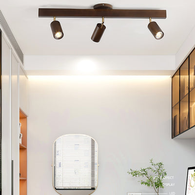 Solara Ceiling Lamp Natural Wood Beam with Spotlight