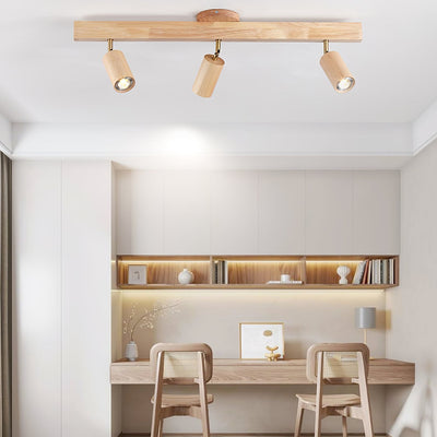 Solara Ceiling Lamp Natural Wood Beam with Spotlight