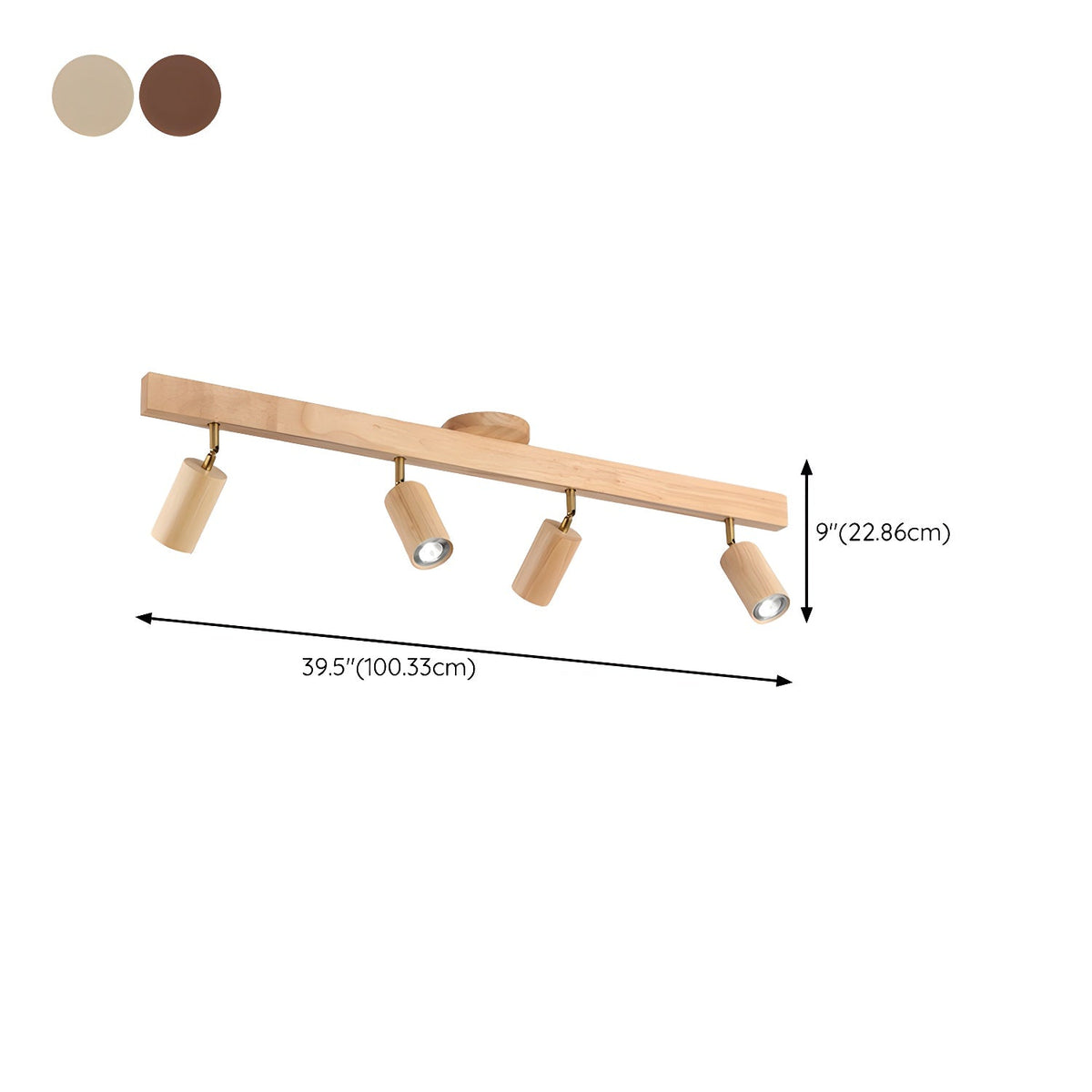 Rinaniella Ceiling Lamp Natural Wood Beam with Spotlight