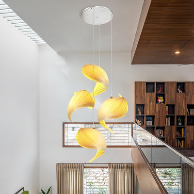 Loe Postmodern Luxury Shell Wood Wood Pendant Light