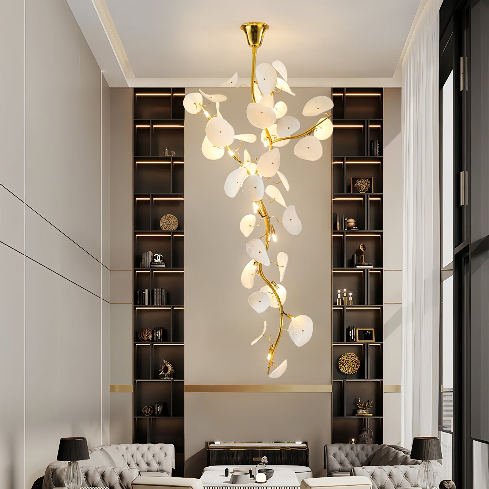 Orthair Branch Ceramic Brass Chandelier