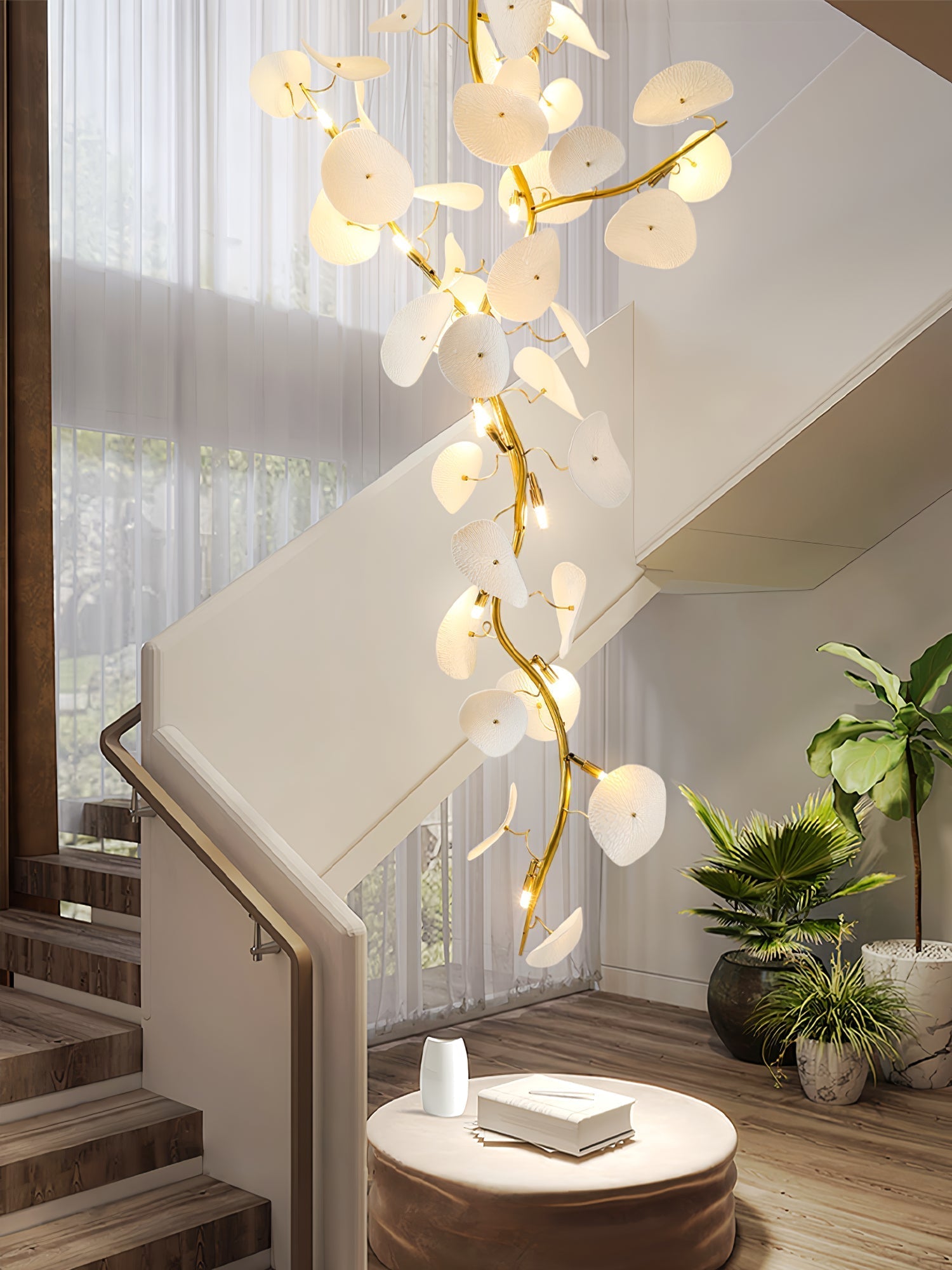 Orthair Branch Ceramic Brass Chandelier