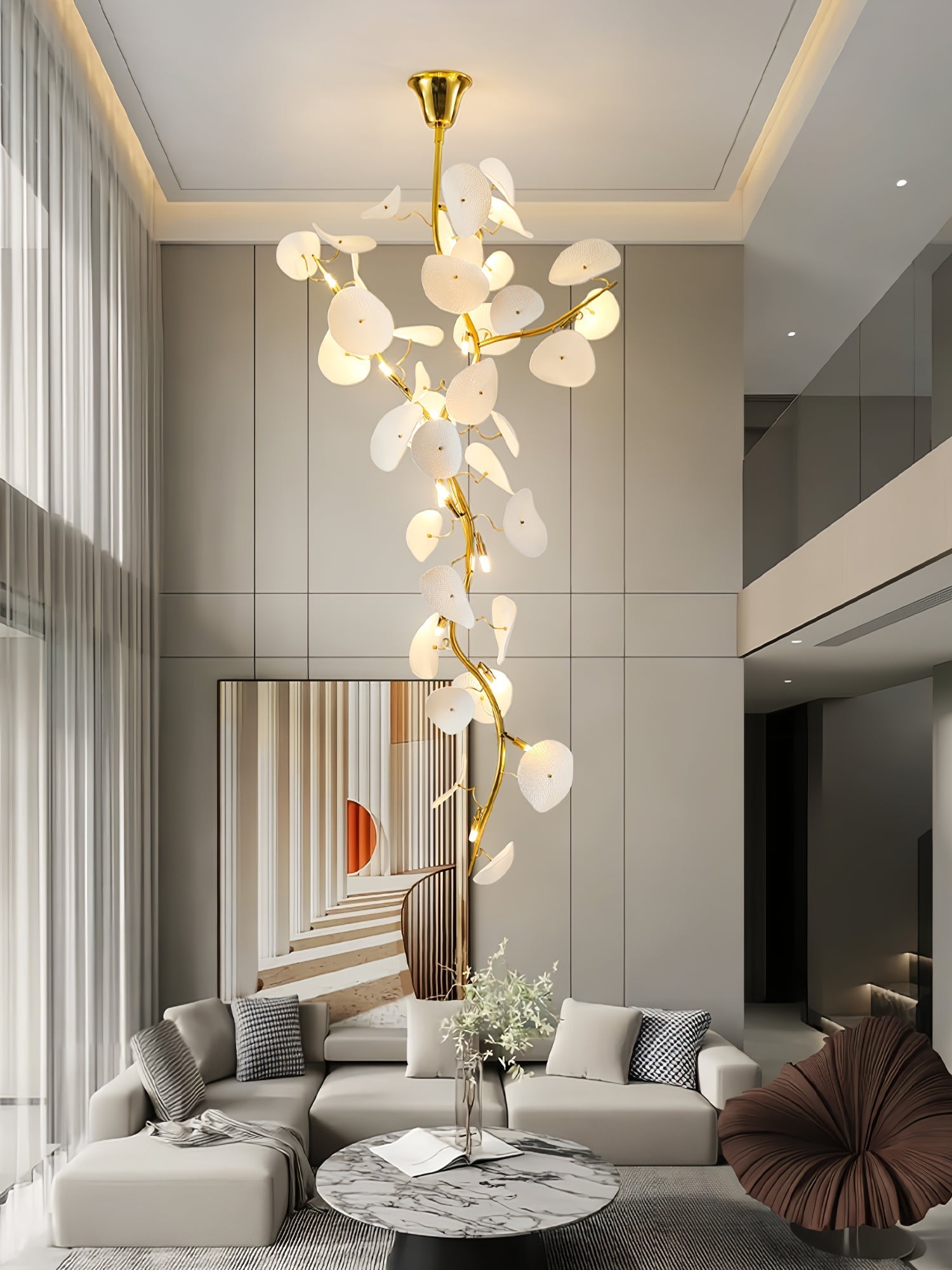Orthair Branch Ceramic Brass Chandelier