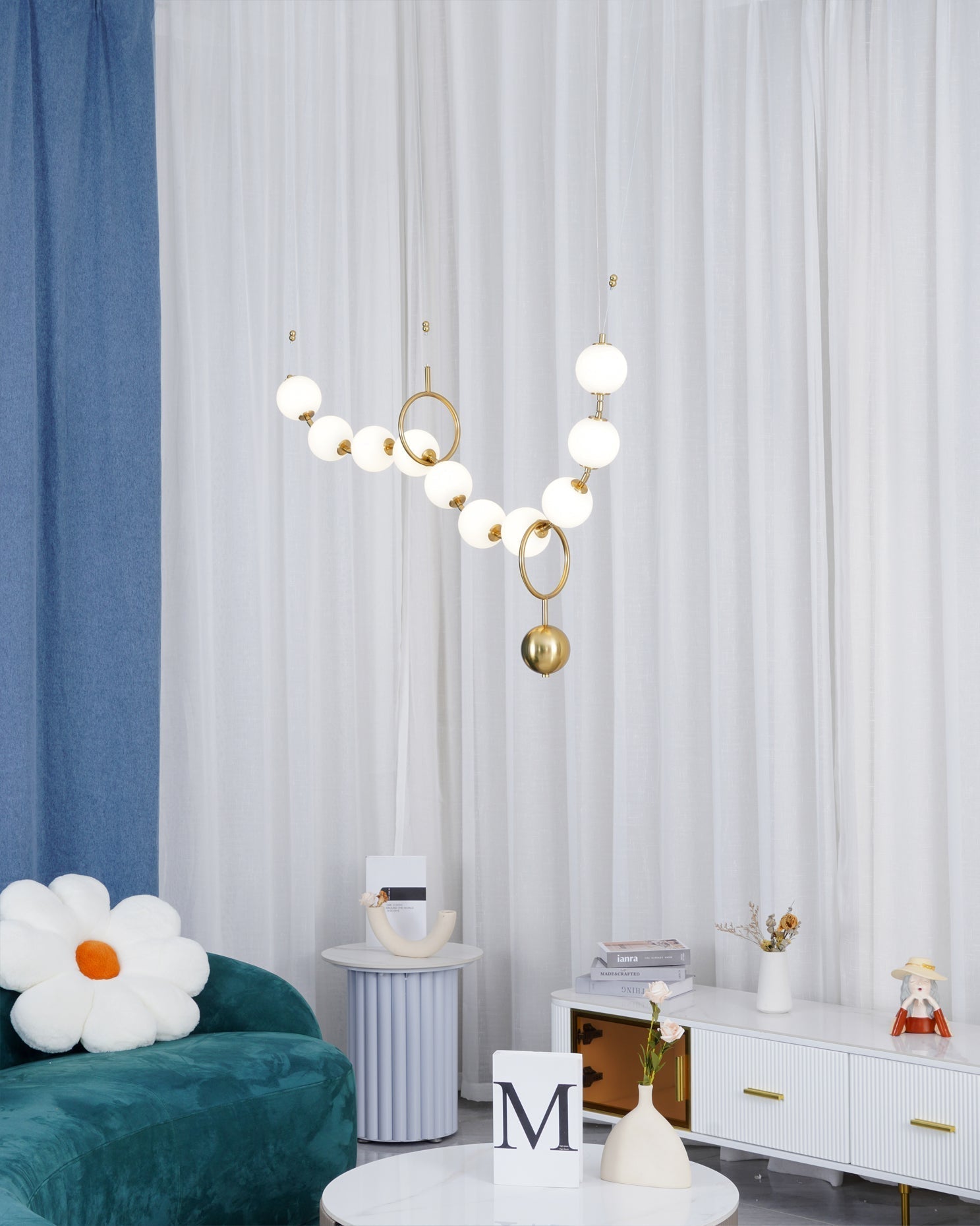 Lustra Pendant Lamp Necklace Glass - Neutral Decor