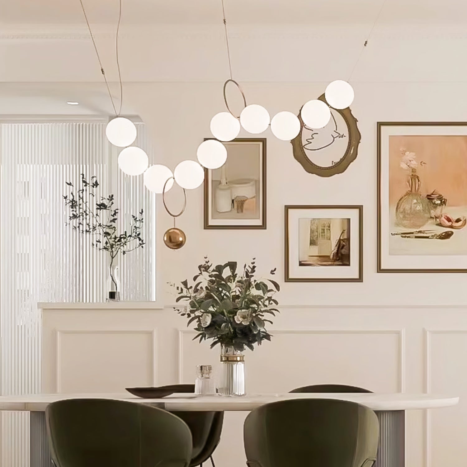 Lustra Pendant Lamp Necklace Glass - Neutral Decor